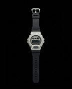 Retaliate iced out gshock mod with vvs1 diamonds in black and silver with black band, full view.