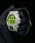 Retaliate Grinch custom G-Shock, diamond bezel side profile, 925 sterling silver