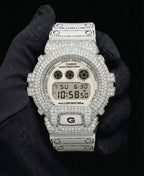 Retaliate Origami — VVS1 diamond custom bezel on Casio DW6900, front view